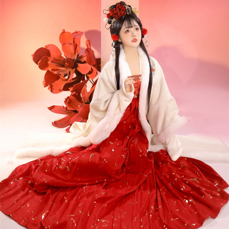 红山茶 现货秋冬加厚宋制长衫对襟汉服 清仓