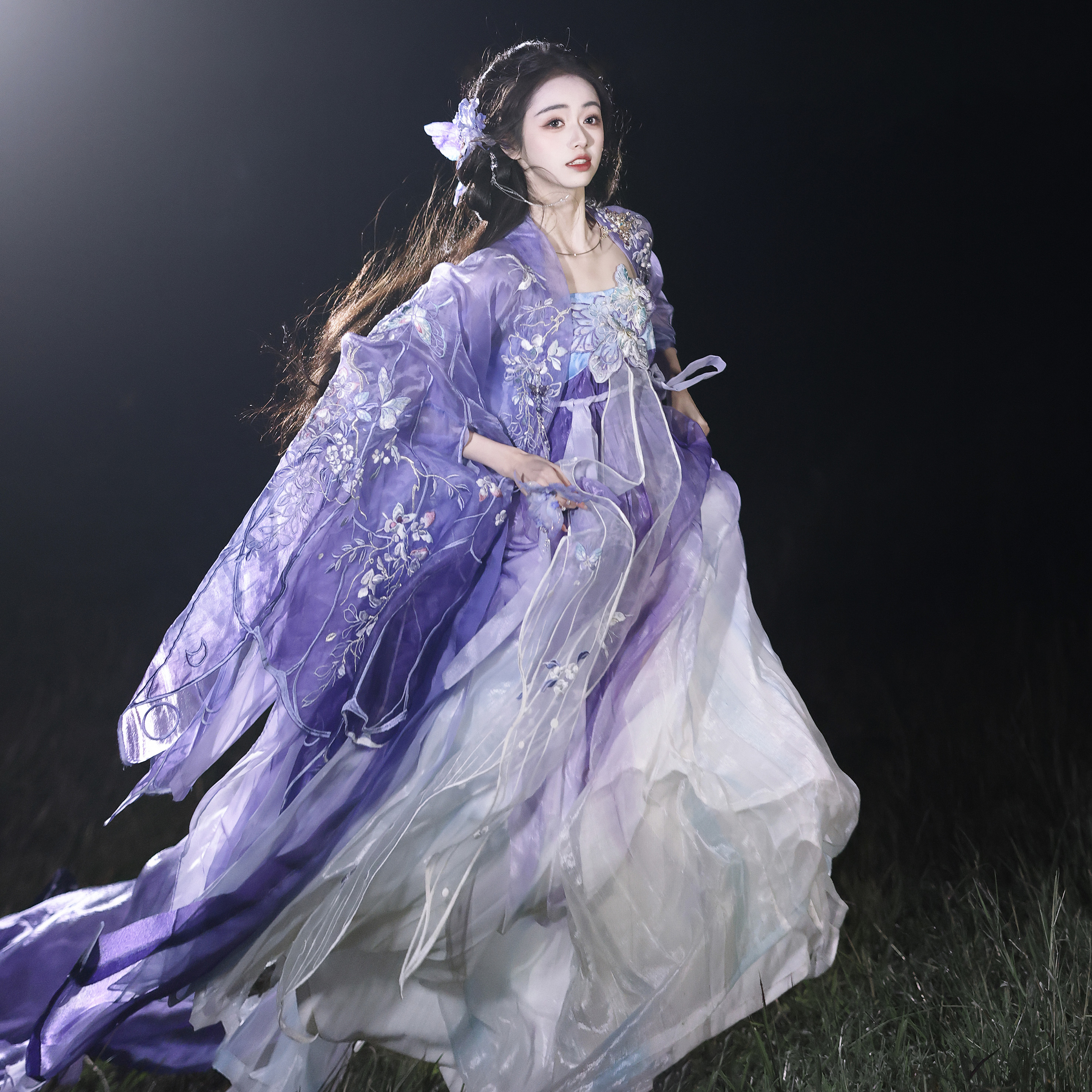 绛悠堂【紫藤蝶】重工刺绣异形大袖衫汉服一片式齐胸绣花蝴蝶国风