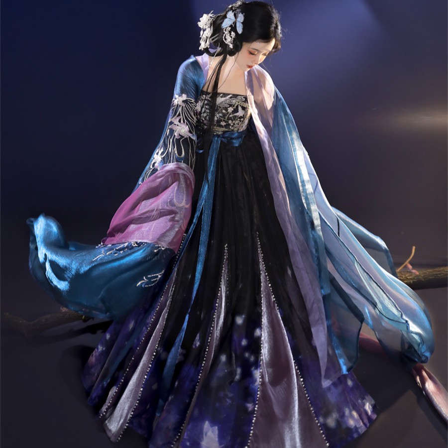 蝴蝶蛊 重工刺绣大袖衫 拼接印花诃子裙 改良汉服 