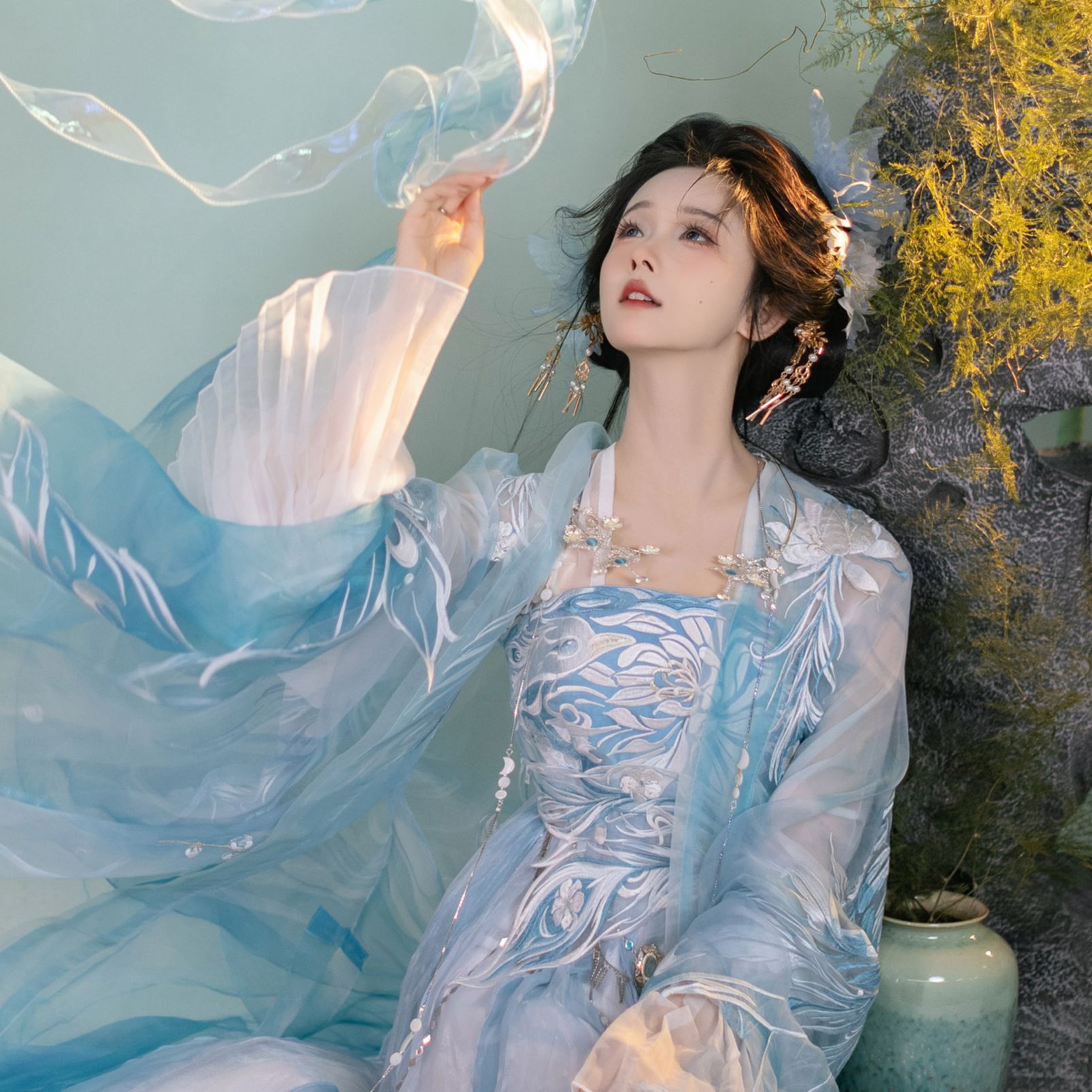 绛悠堂 【青鸟】 羽毛腰链 大袖羽毛链条  璎珞  配饰链接