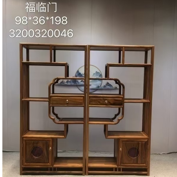 福临门博古架新中式客厅落地禅意古典简约