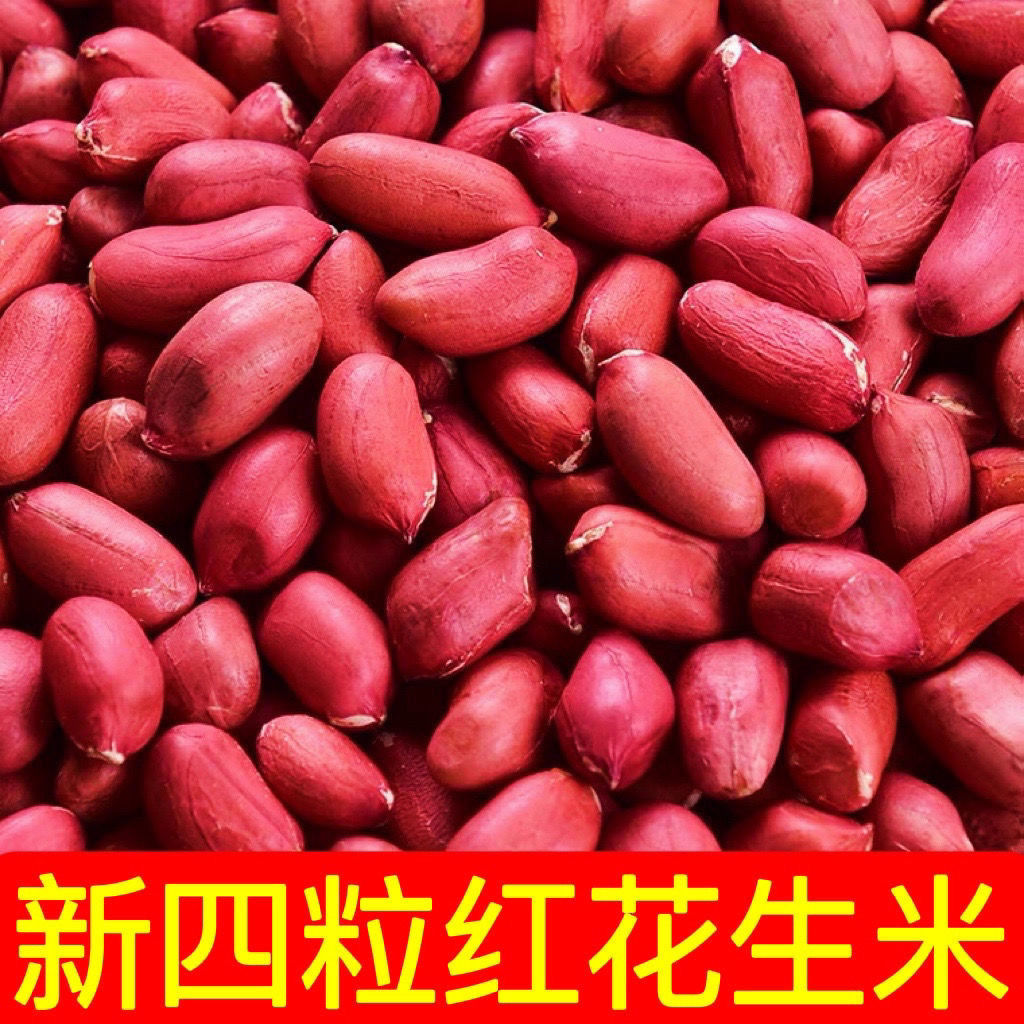东北四粒红花生红皮花生米农家小粒生花生仁四粒红红衣花生米