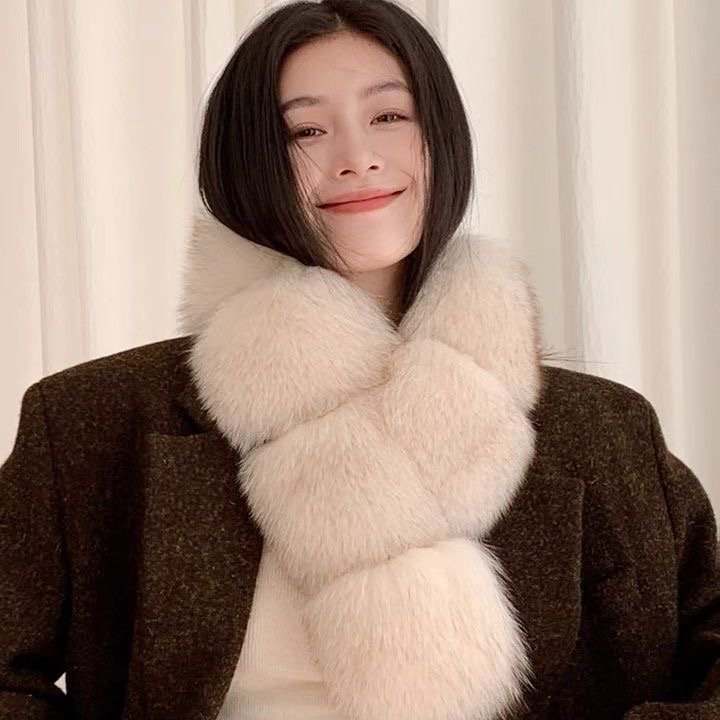 狐狸毛围脖毛领子皮草围巾毛毛围巾女冬季通用加厚加绒毛绒绒气质