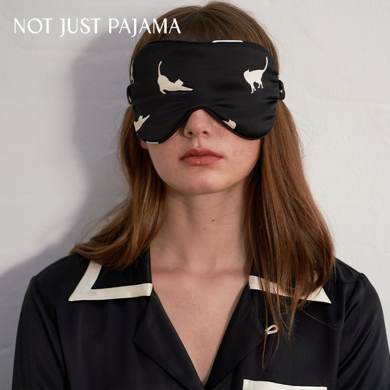 NOT JUST PAJAMA【CATS系列】桑蚕丝眼罩遮光舒适猫咪印花松紧