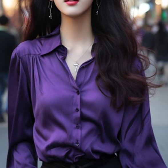 葡萄紫色衬衫女早秋2023新款法式独特别致独特深紫色长袖上衣