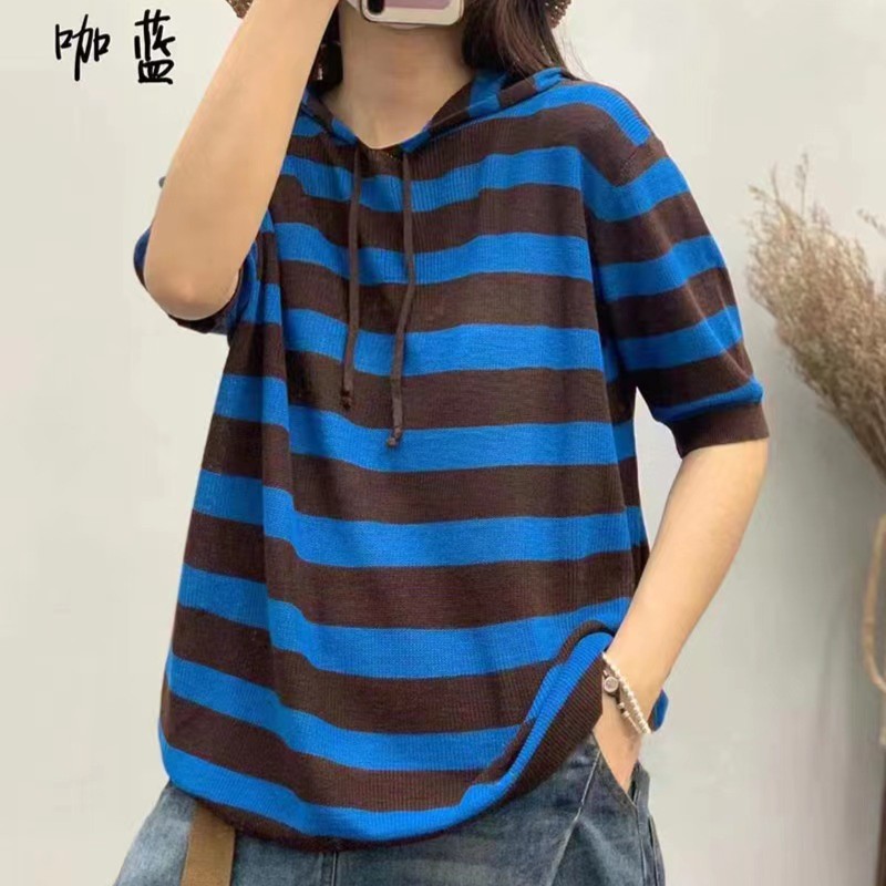 直播货号952~999【无运费险】条纹帽衫百搭针织衫【直播展示为准】