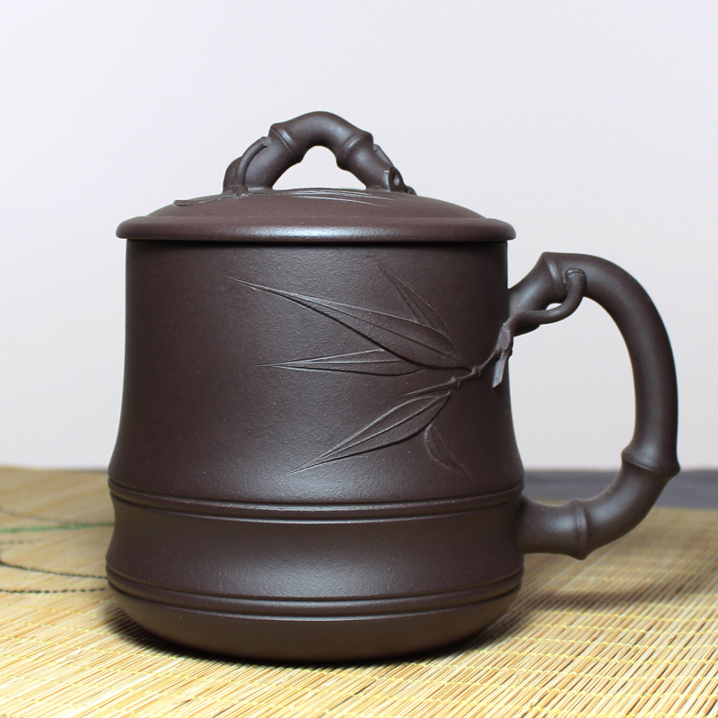 人民号 茶杯盖宜兴紫砂杯手工家用带盖大容量茶杯办公室茶具