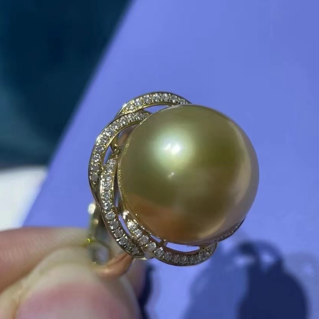 心怡珠宝【18K金南洋金珠经典伯爵花戒指】优雅大方 时尚洋气