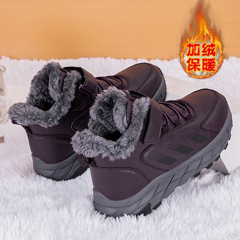 足力健老人鞋鞋女冬季防水妈妈鞋加厚雪地靴加绒保暖中老年老人鞋