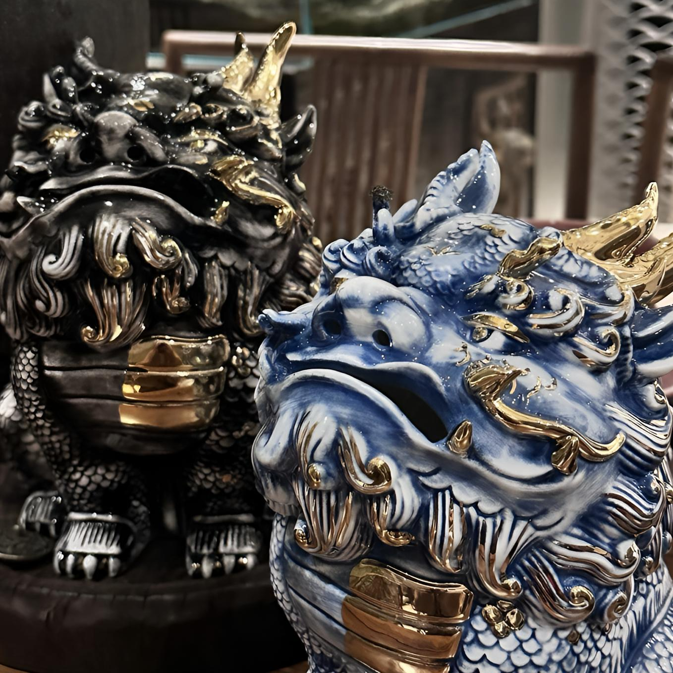 招财貔貅中式茶宠描金貔貅香炉摆件手工创意陶瓷玄关茶室鬼迷日眼