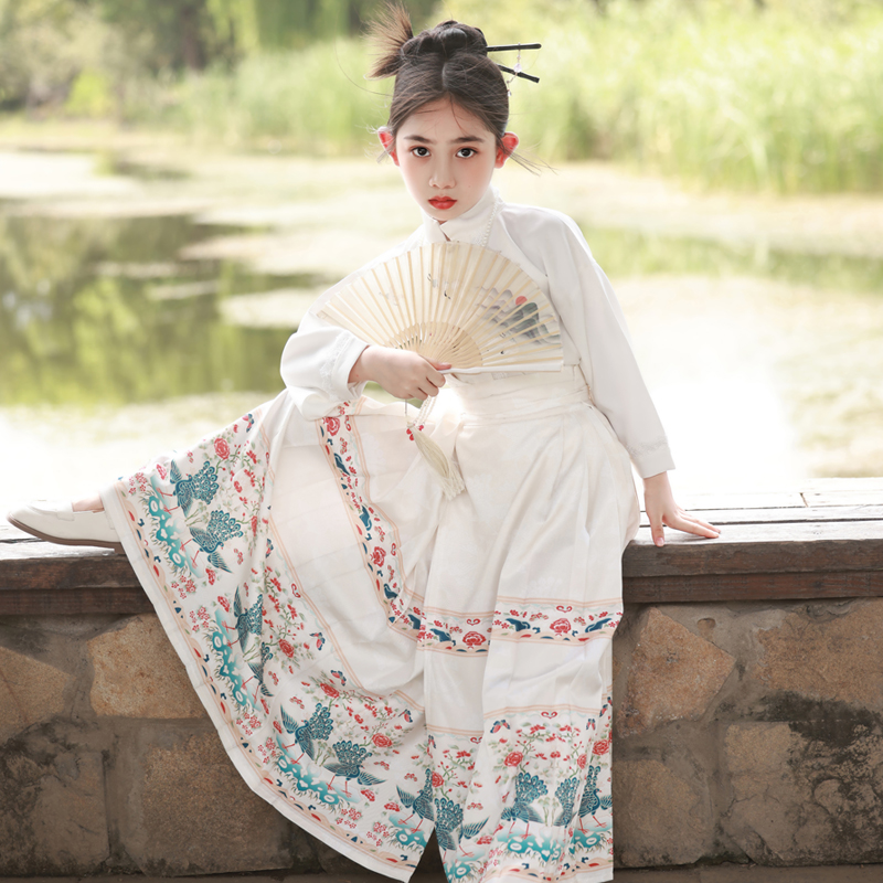 马面裙女童秋季2023新款中国风明制古装汉服春秋女孩唐装套装儿童