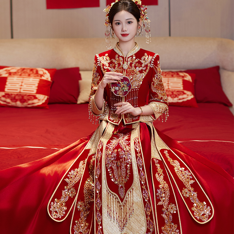 小个子秀禾服婚服结婚150新娘嫁衣禾秀服145夏季薄款龙凤褂秀和服