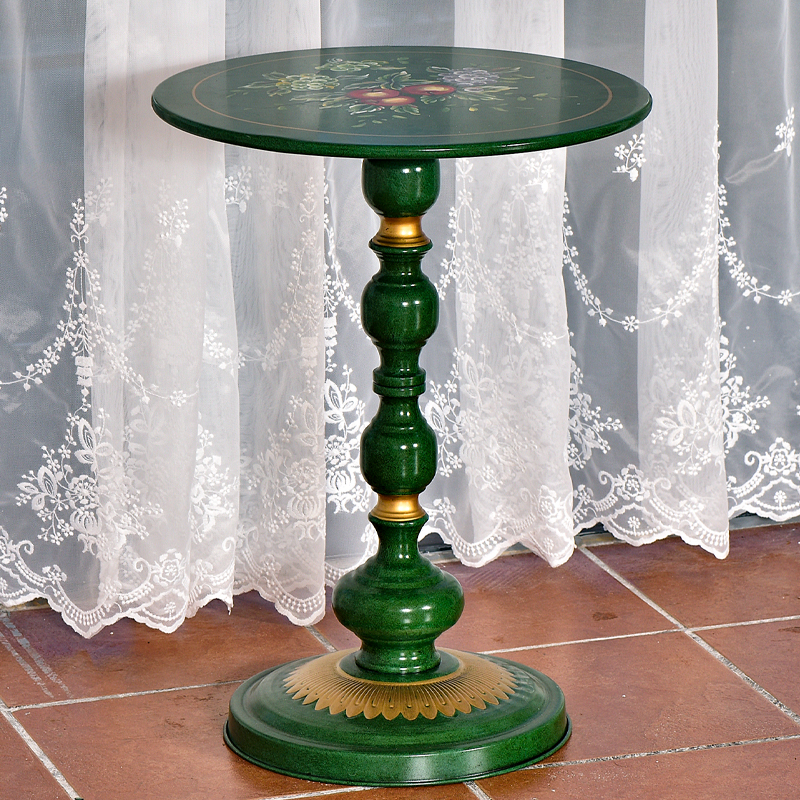 美式彩绘铁艺小圆几创意沙发边几客厅家用圆形咖啡桌角几桌子