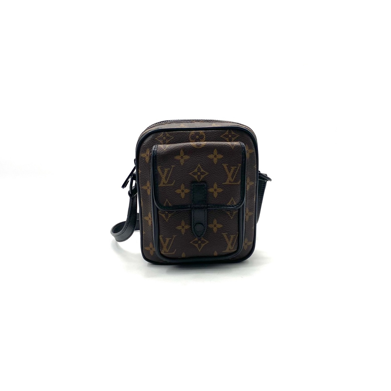99新 LouisVuitton/路易威登 棕老花Christophers斜挎手机包15/18