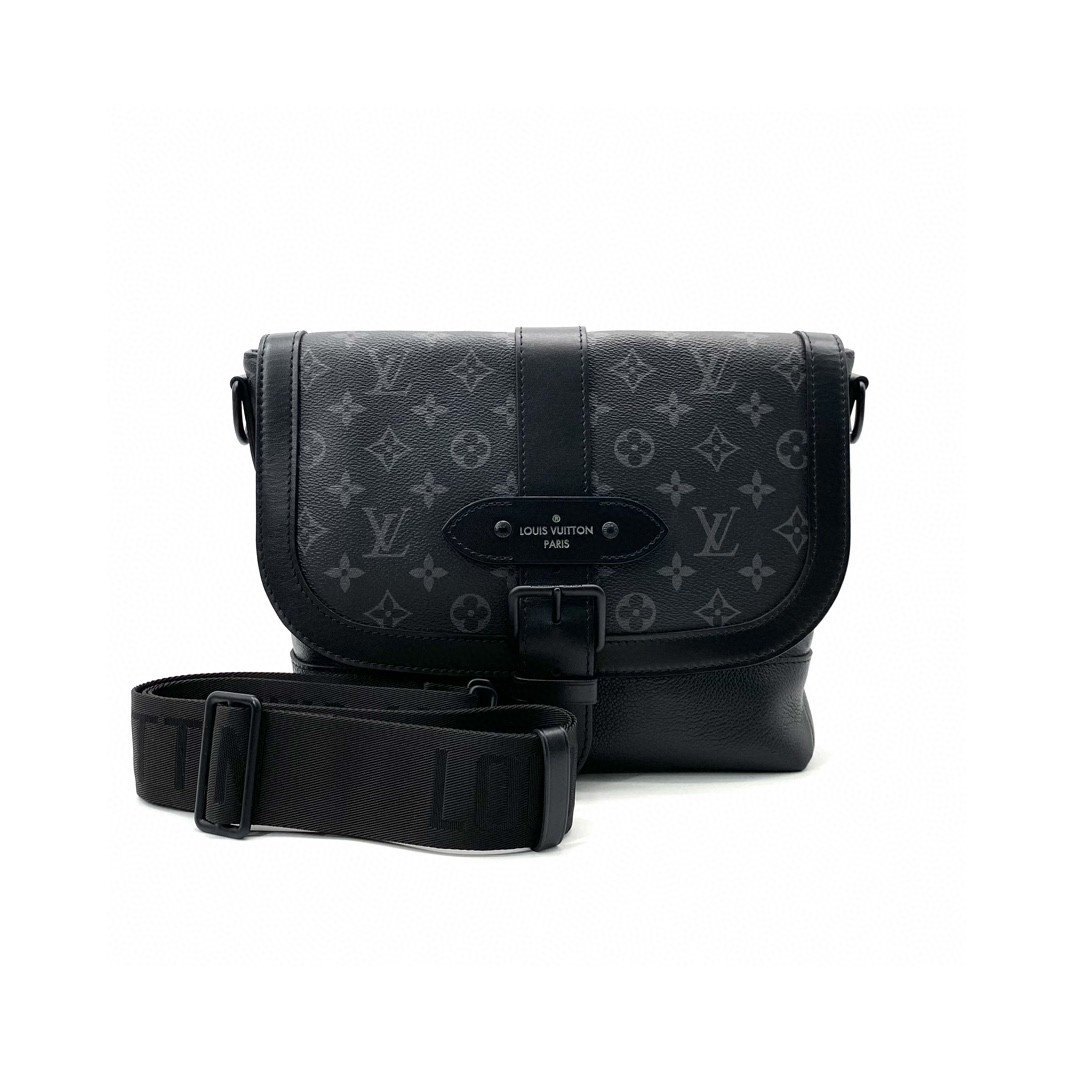 99新 LouisVuitton/路易威登 SAUMUR 黑色老花邮差包尺寸32/23