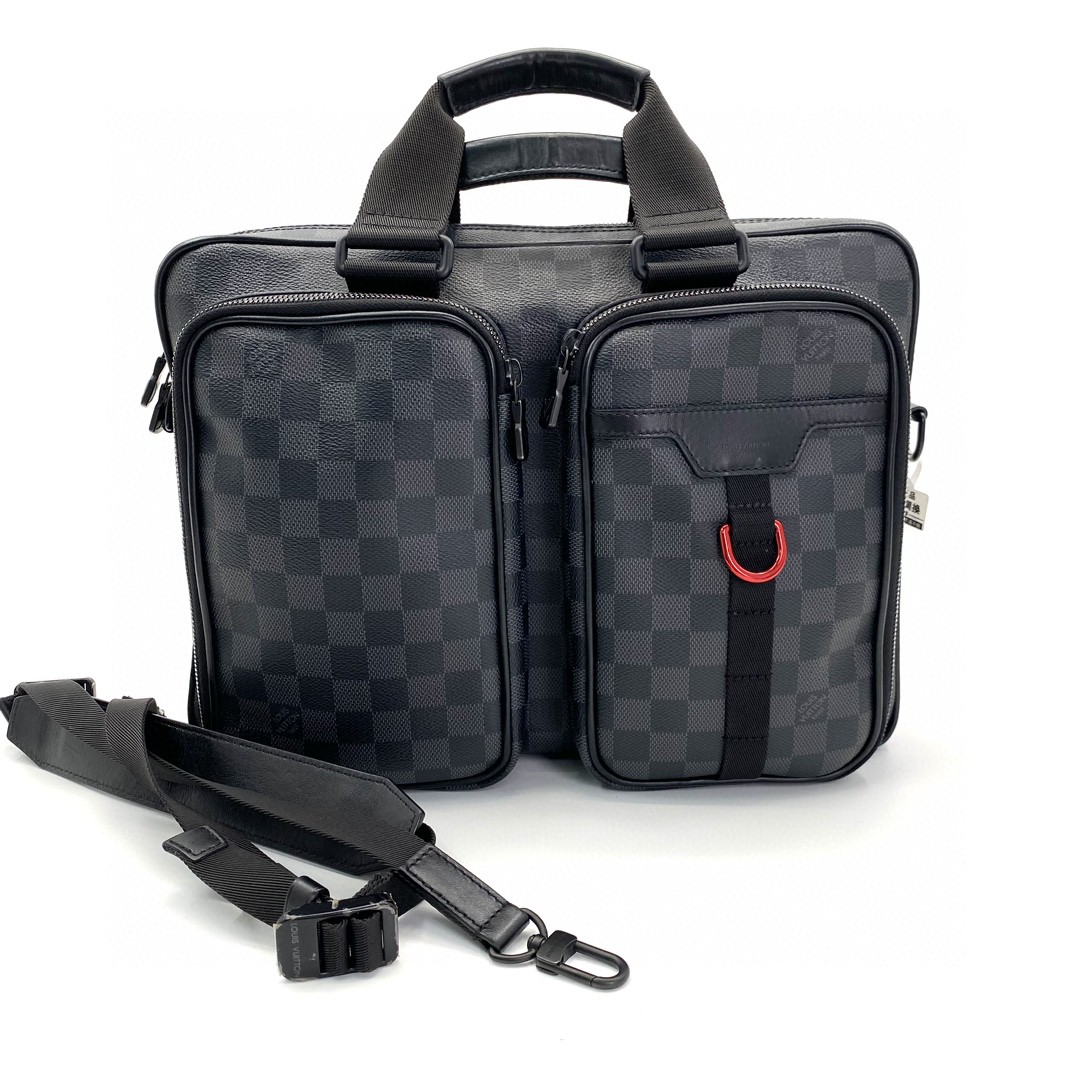 95新 LouisVuitton/路易威登 黑棋盘格Utility斜挎邮差包36/27
