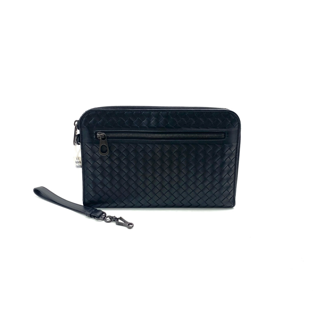 95新 BOTTEGA VENETA/葆蝶家  98新黑色全皮编织手拿包 尺寸27/18