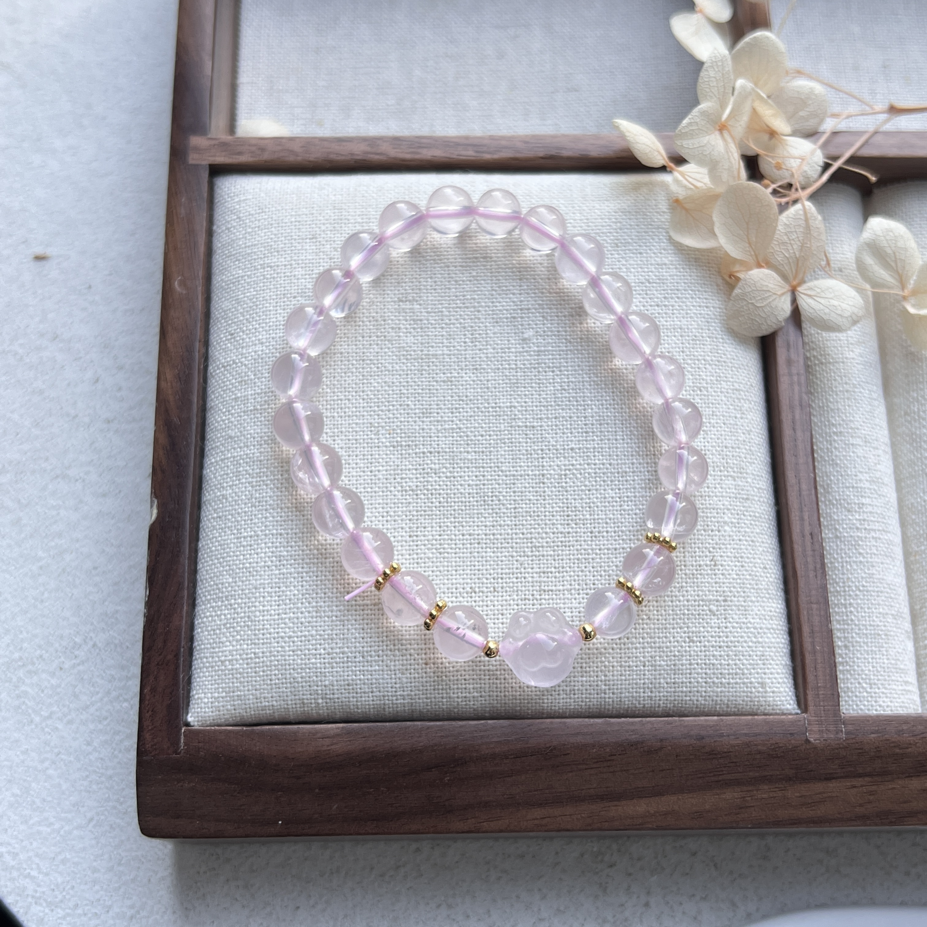 【雅玉熙石】猫猫爪粉晶单圈手串 多样性发颜色微差 F114