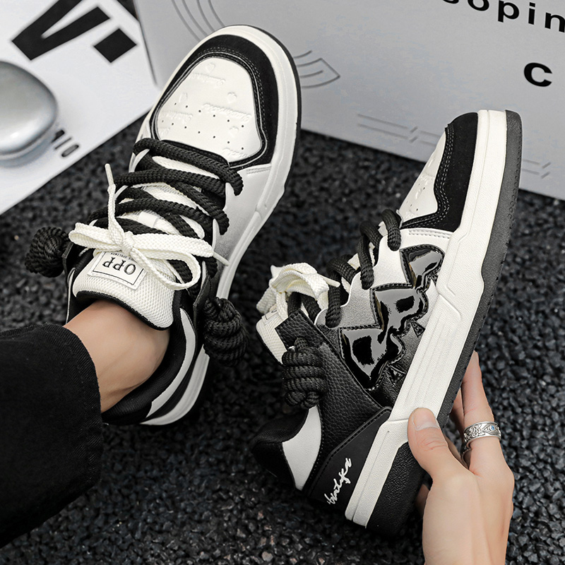 男鞋2024秋季新款国潮小众休闲板鞋高级感百搭男款熊猫色运动潮鞋