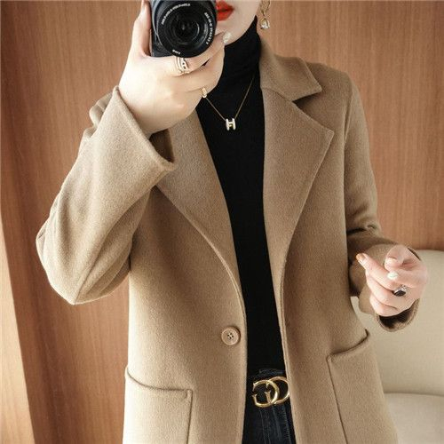 【七言丝】双面呢子大衣女士中长款2023秋冬新款加厚小个子高档百