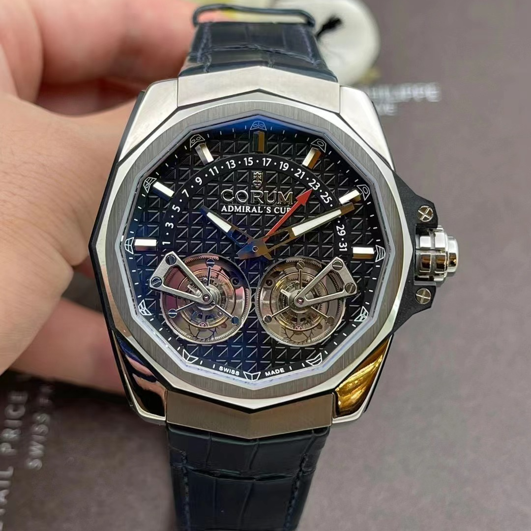 未使用 CORUM/昆仑表 海军上将/双陀飞轮/45mm/保卡/手动/镂空/