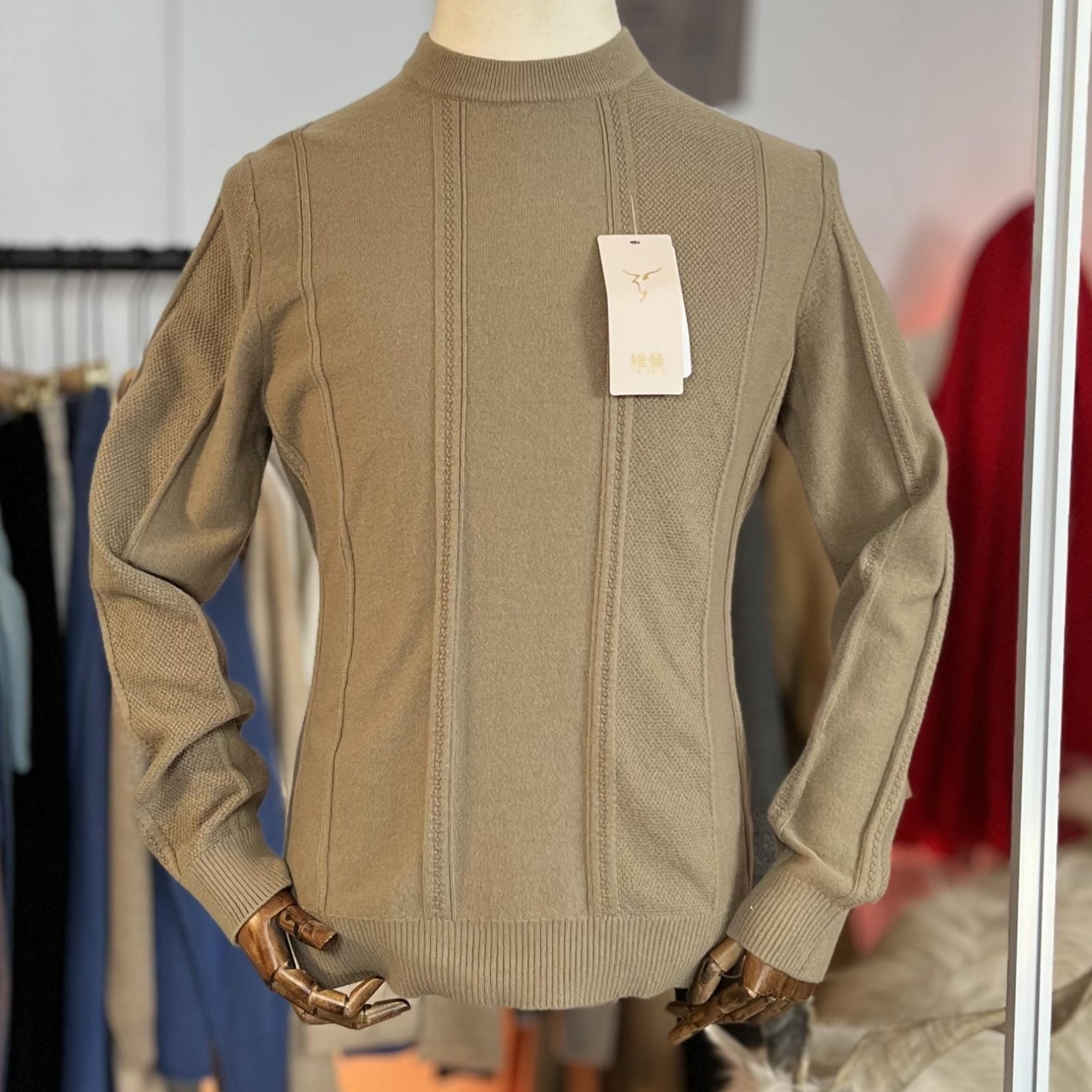 月隆鄂尔多斯市维丰 男士套头羊绒衫 针织绞花男士休闲纯羊绒衫