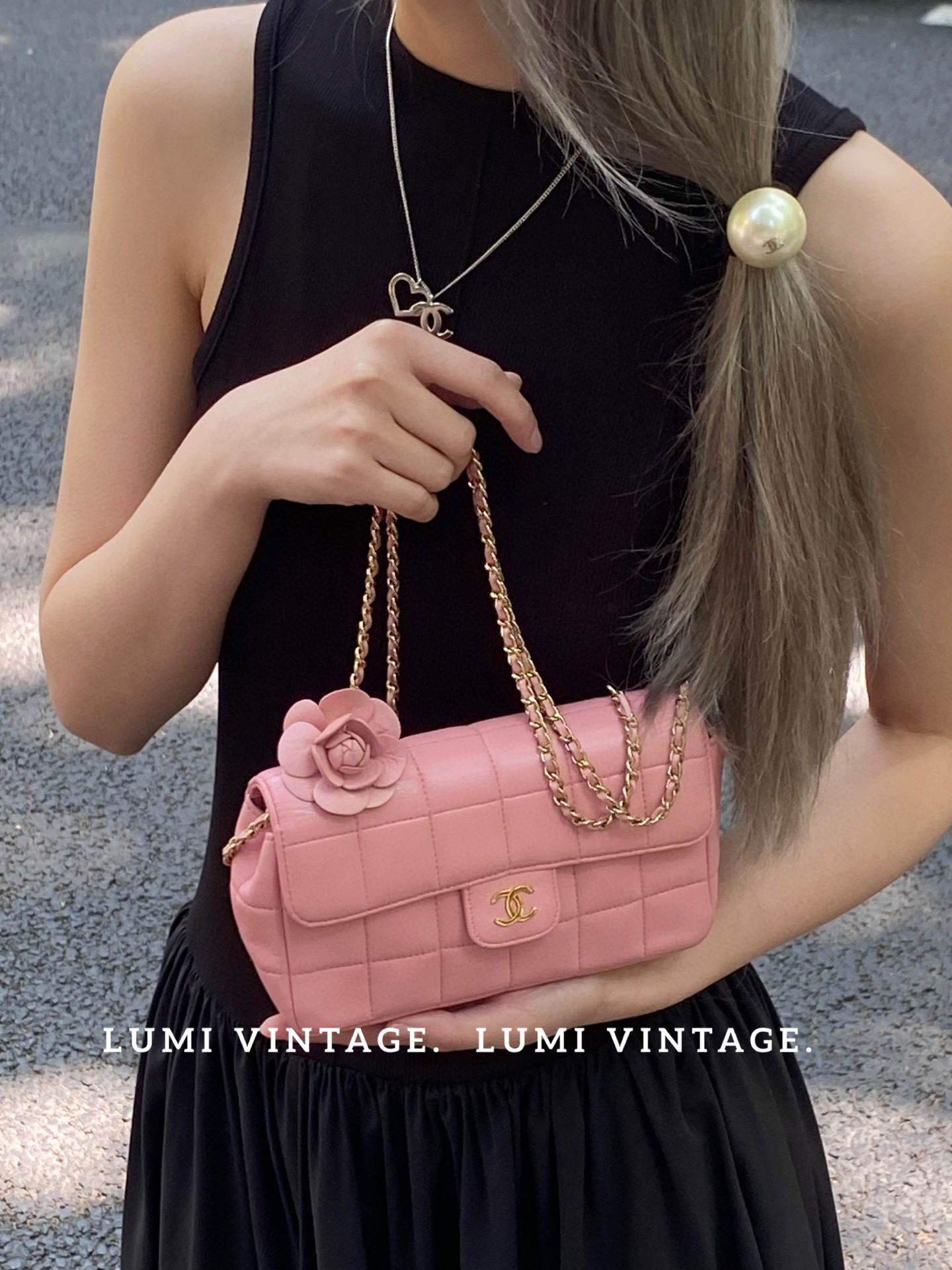 95新 Chanel/香奈儿 mini 粉色 山茶花包29500108