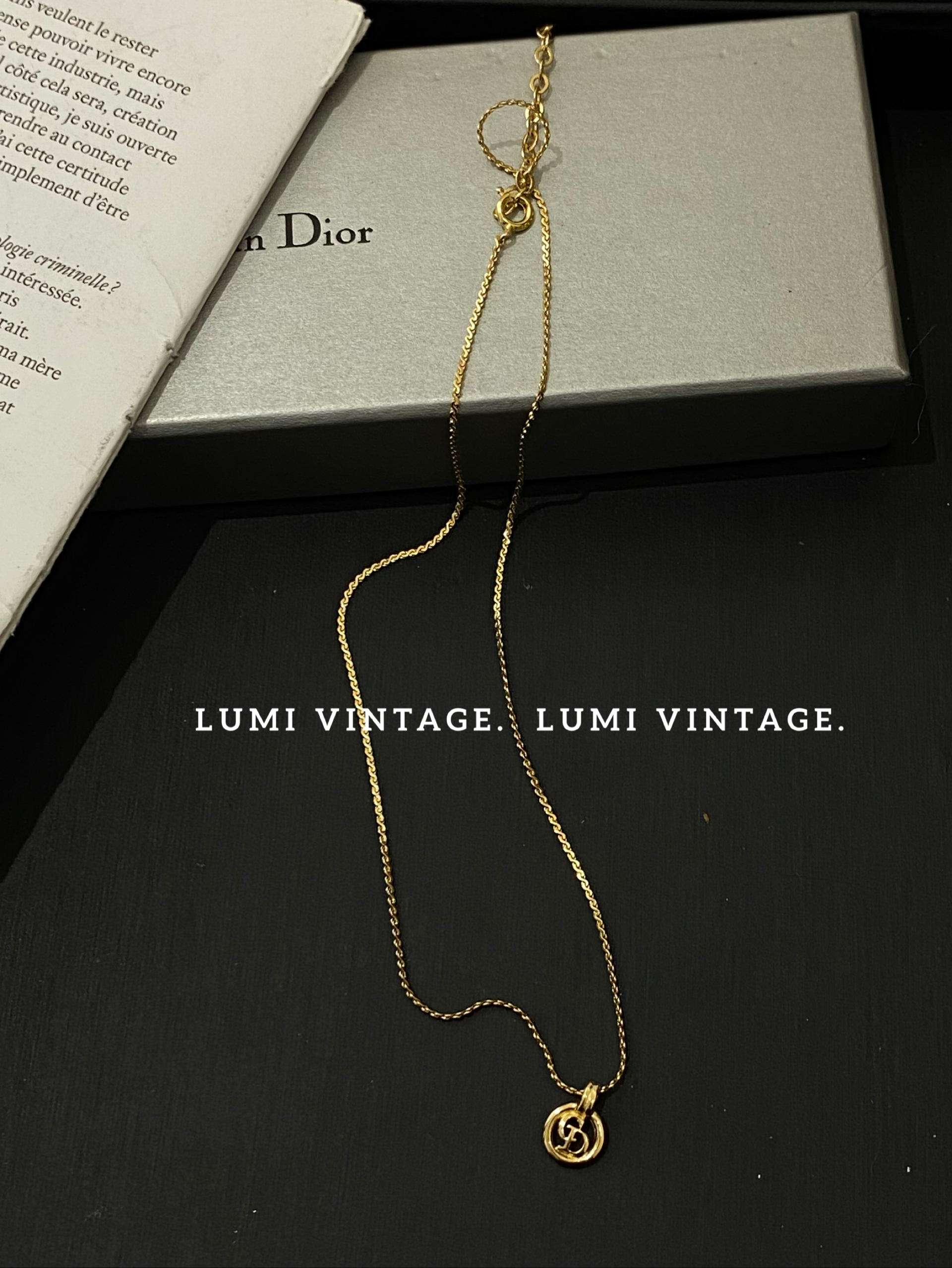 95新 DIOR/迪奥 金色圆形CD项链48770140