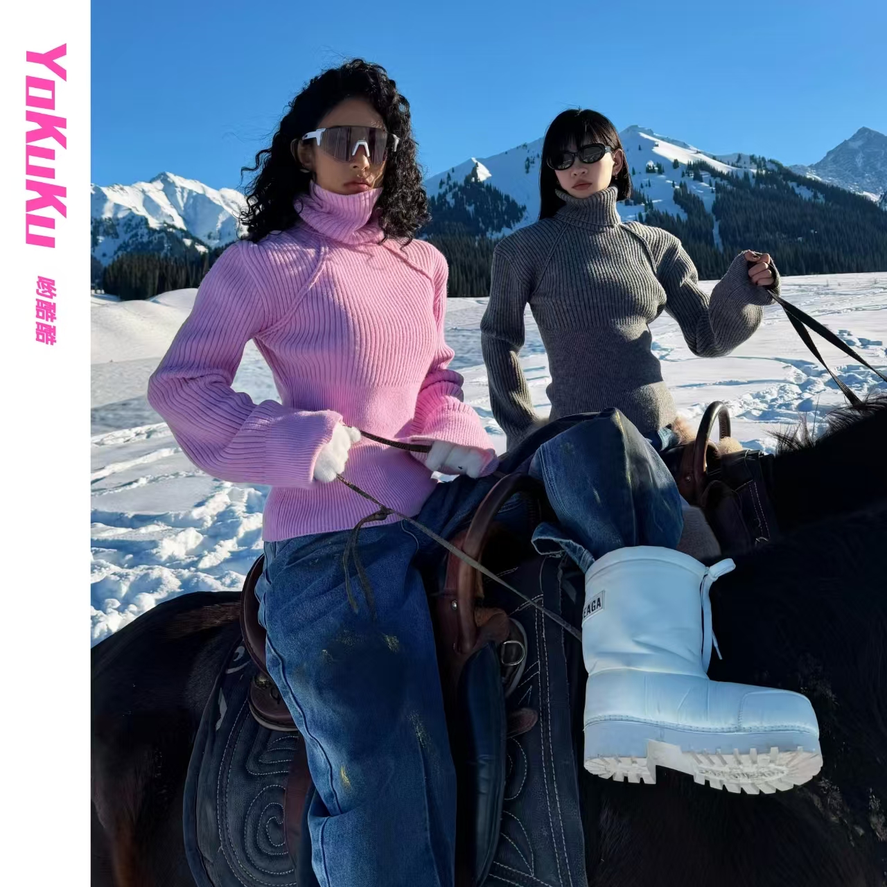 哟酷酷（都市旷野）法式简约高级慵懒保暖舒适直角肩长袖毛衣