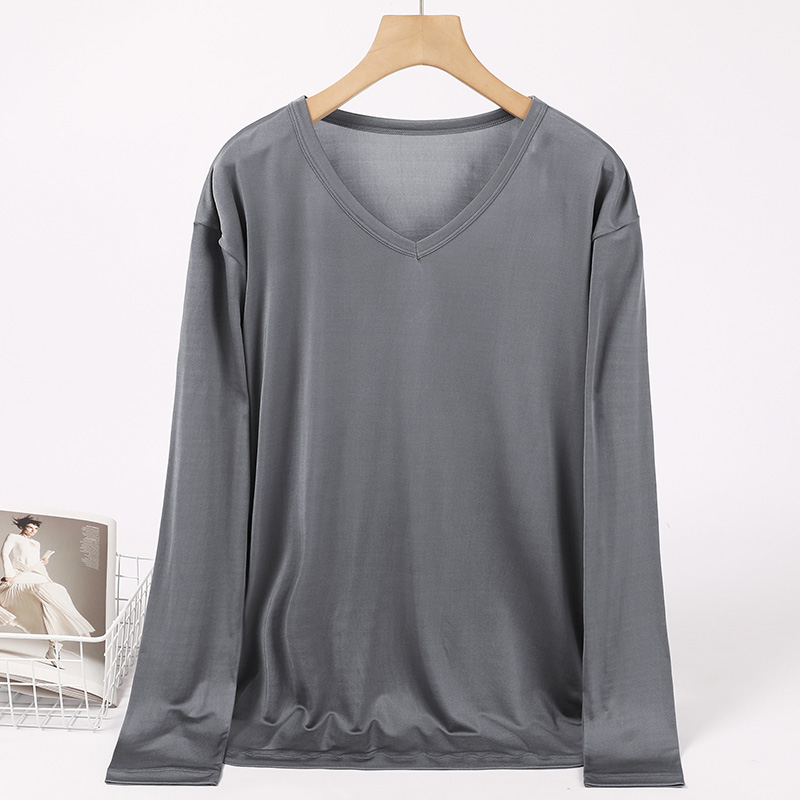 LANZIBES/蓝之蓓42针男士纯色长袖V领宽松长袖舒适秋衣秋裤C5902