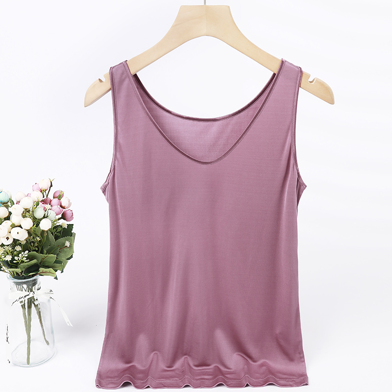 LANZIBES/蓝之蓓真丝42针时尚百搭V领纯色吊带外穿无袖背心B1812