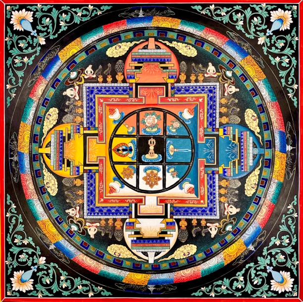 青海热贡矿物颜料纯手绘唐卡客厅书房挂画大威德坛城尺幅80×80