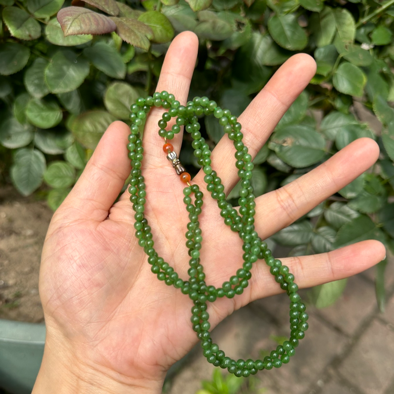 和田玉麻花链苹果绿