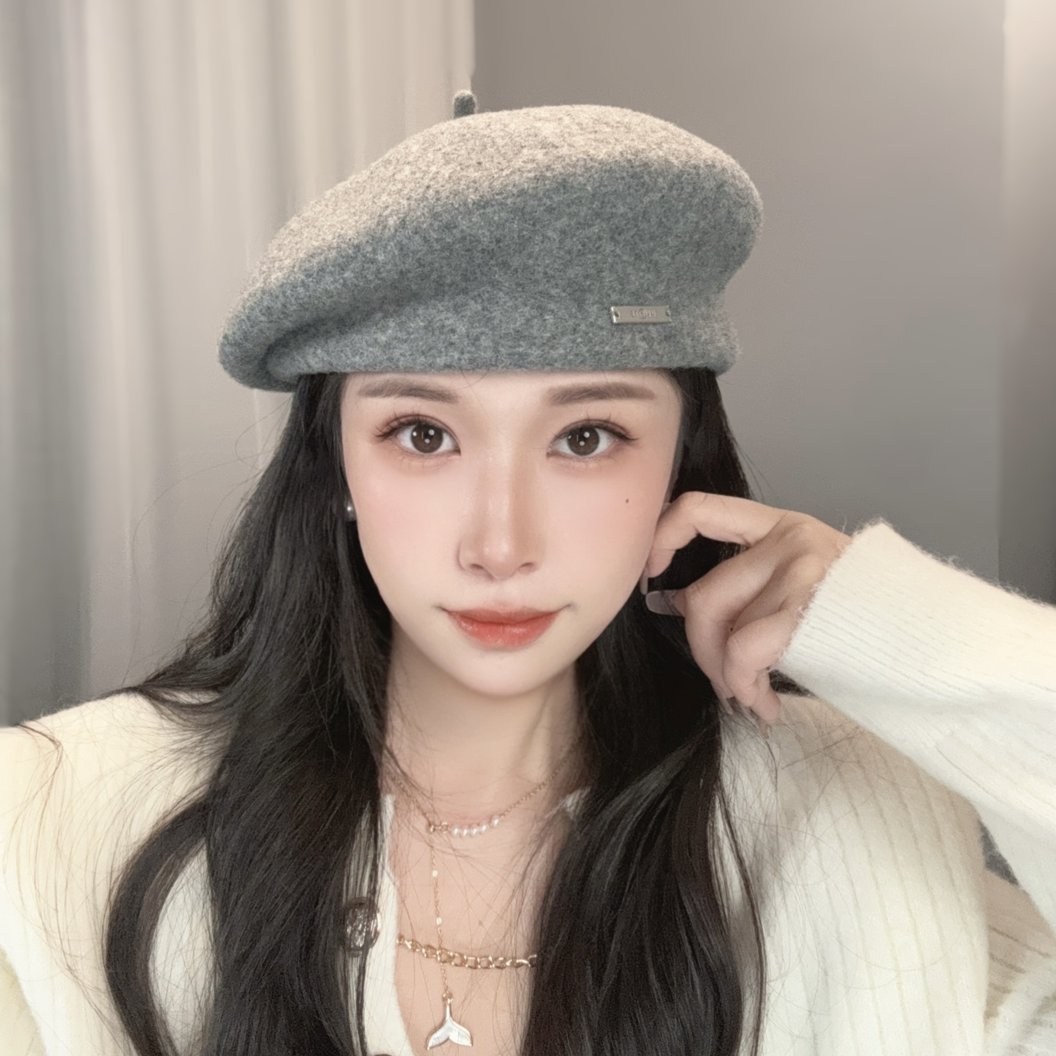品控必入 》 大头围立体定型羊毛贝雷帽气质女人百搭显脸小画家帽