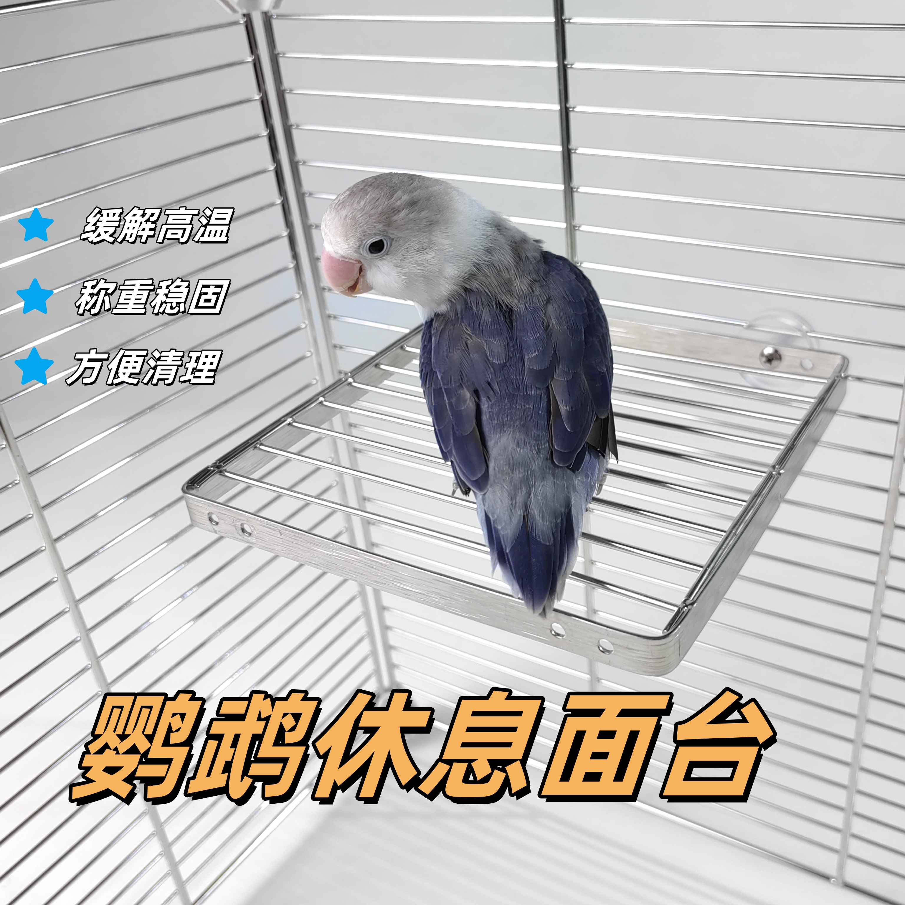 鹦鹉不锈钢休息台跳台不锈钢网架鹦鹉跳台食台蜜袋鼠笼物休息跳板