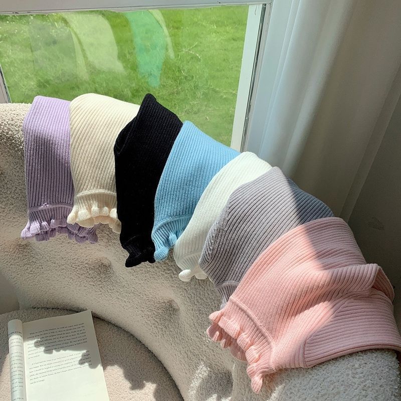 秋冬女童打底毛衣女宝宝半高领内搭2023新款儿童花边领针织衫纯PF