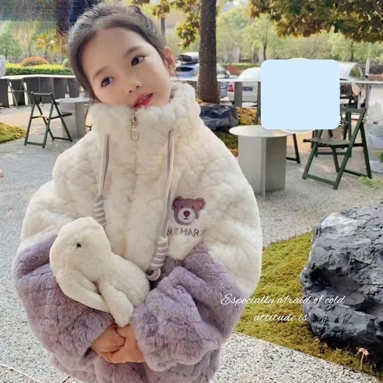 2023新女童加绒加厚棉服外套韩版毛毛衣中大童2023年新款中大童58