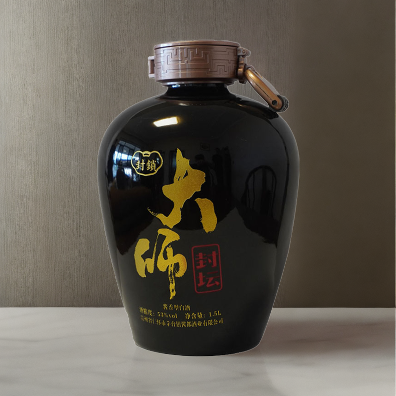 琴台酒肆定制（3斤酱酒）封锁大师封坛-黑色坛酱香白酒53度1.5L
