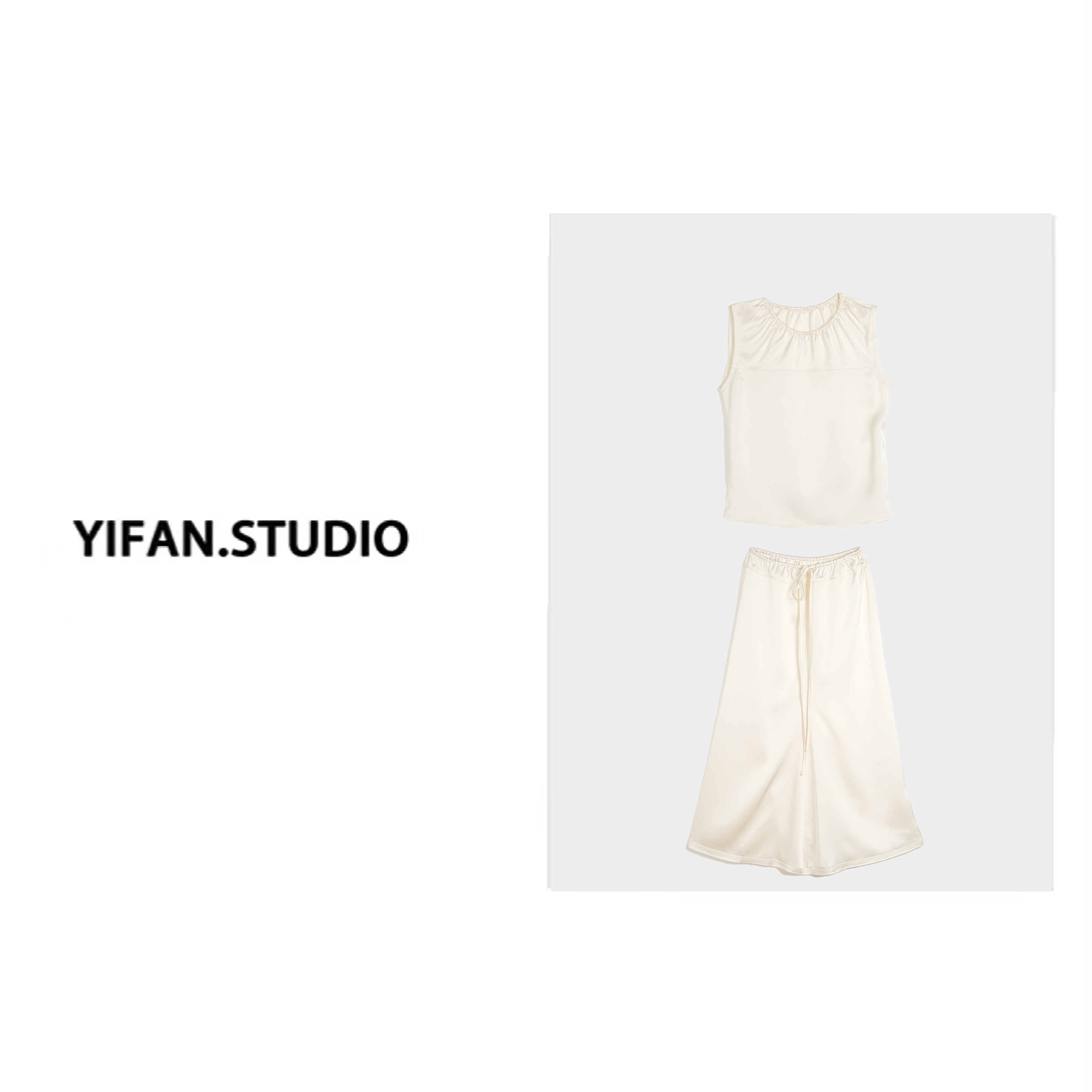 YIFAN  小众复古轻奢无袖上衣半裙套装2024新款ZM2426