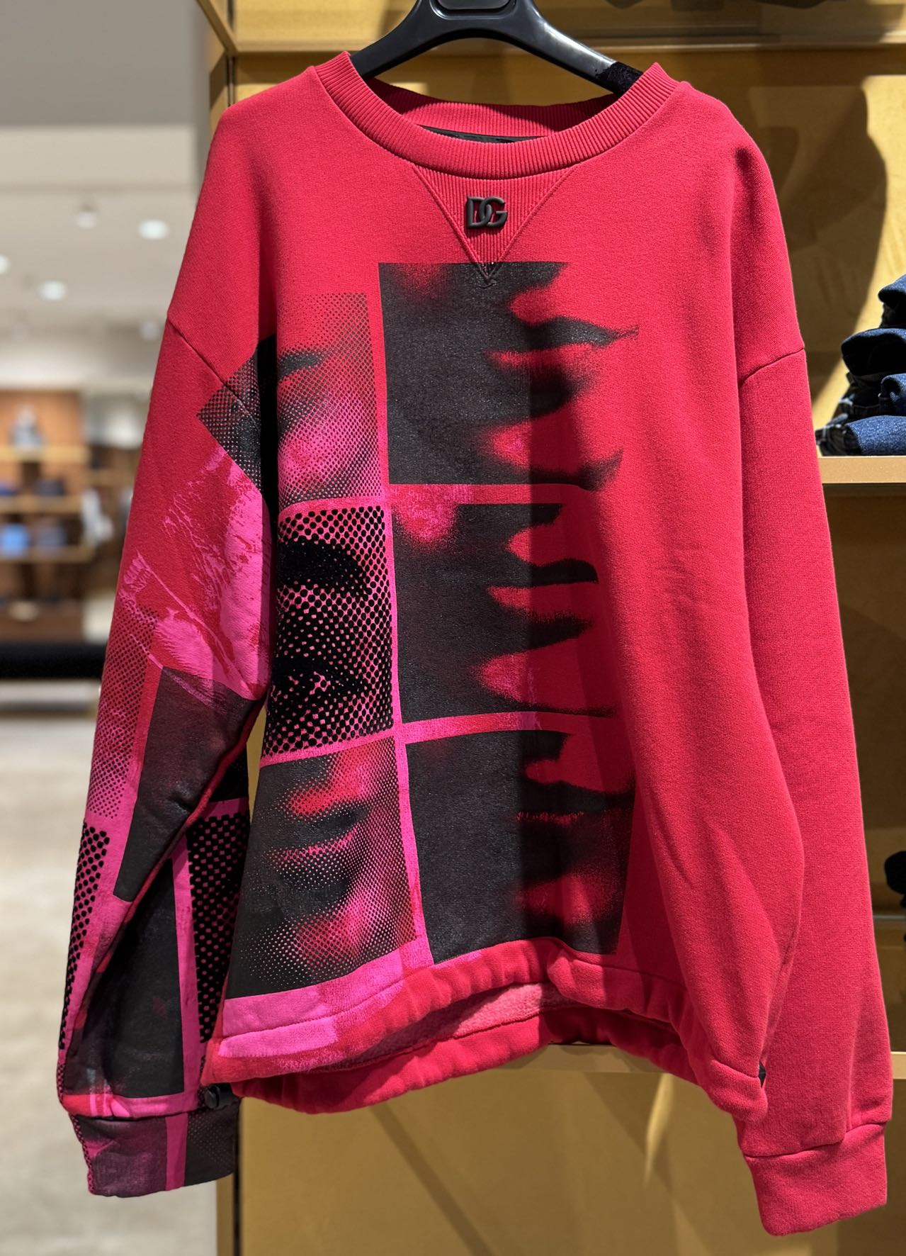 【CC在欧洲】D....G折扣款1号 加绒红色丝绒图案卫衣