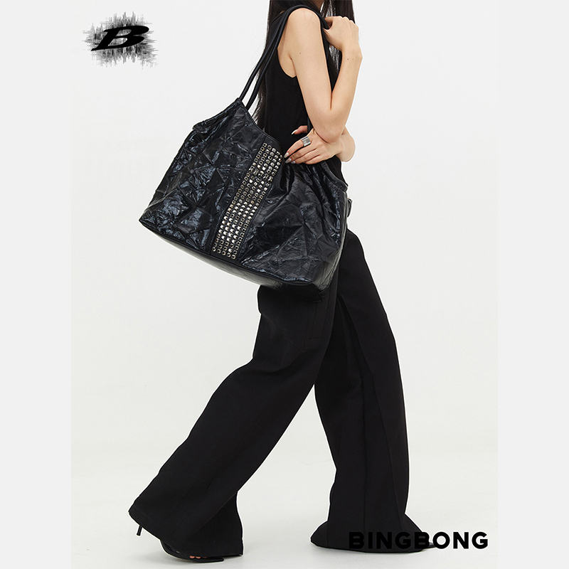 BINGBONG|原创大托特包小众大容量包包女高级黑色设计通勤单肩包