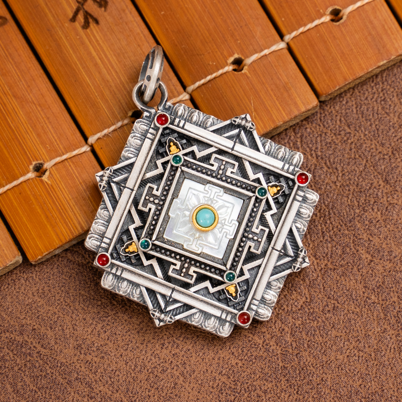 链子925银 传饰圣藏| 原创设计925纯银坛城吊坠