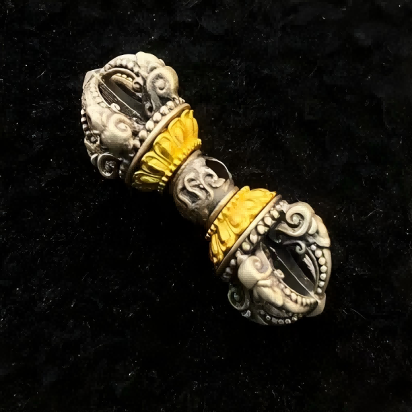 925银银制品 藏式s925银复古镀18k金金刚杵小配件隔珠