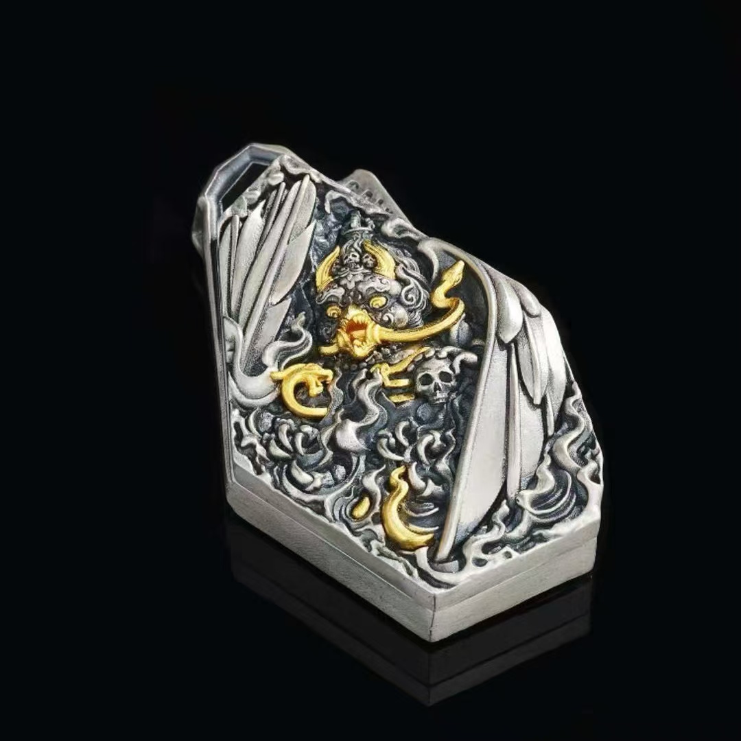 吊坠925银 藏式原创设计925纯银大鹏鸟磁吸个性吊坠