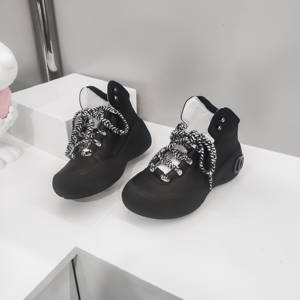 FORNI  都市机能 时尚高帮撞色厚底休闲鞋百搭黑色秋冬鞋子女