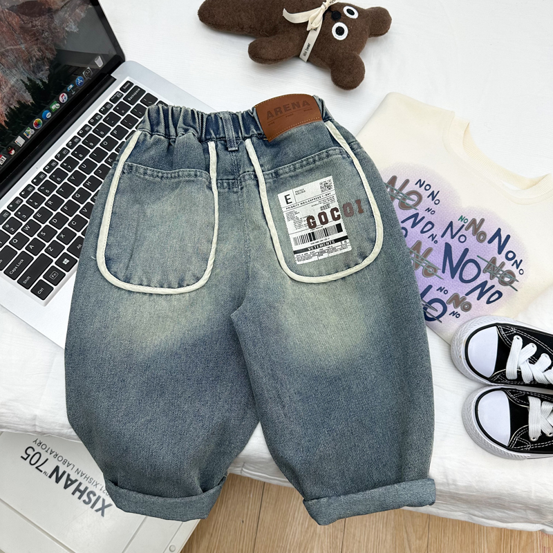 男童春装韩版牛仔裤2024新款儿童宽松薄款休闲长裤小童洋气裤子潮