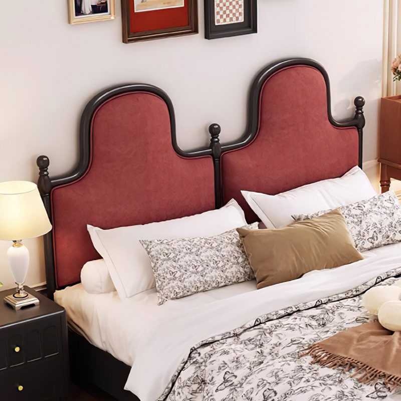 复古法式床黑色巴黎床双人床现代简约轻奢美式实木床软包床