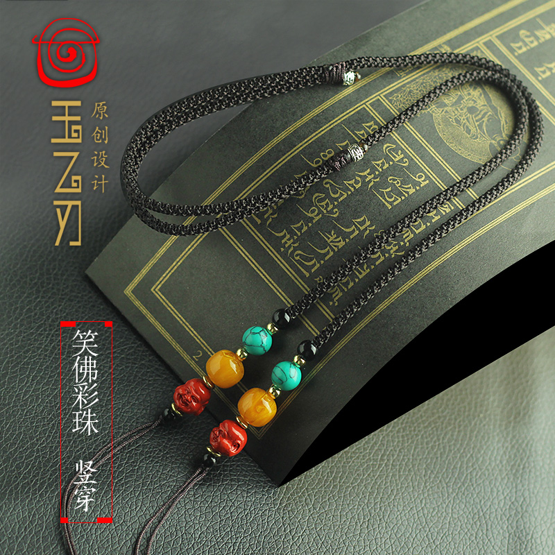 非金属布艺项链 西藏珠佛牌横穿竖穿锁骨项链绳挂脖可调节复古