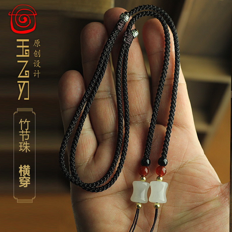 玉乙刃 非金属布艺项链 西藏珠雕件花纯手工横穿竖穿莫奈花园风