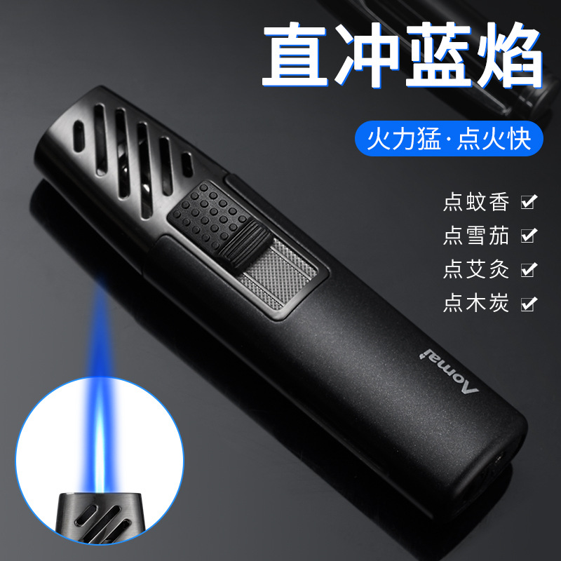 个性小巧直冲喷枪艾灸雪茄专用打火机充气可视气窗透明一体设计